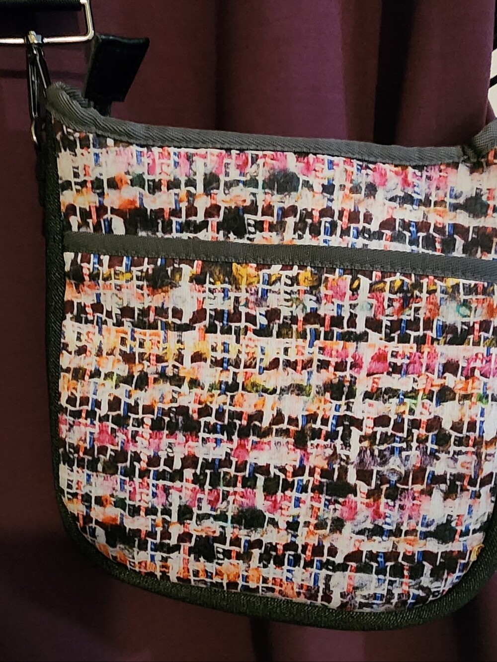 HAUTE SHORE Multicolor Tweed Crossbody with Black Trim 2 Straps.